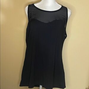Fabletics Black Sheer Panel Athletic Gym Tank Top